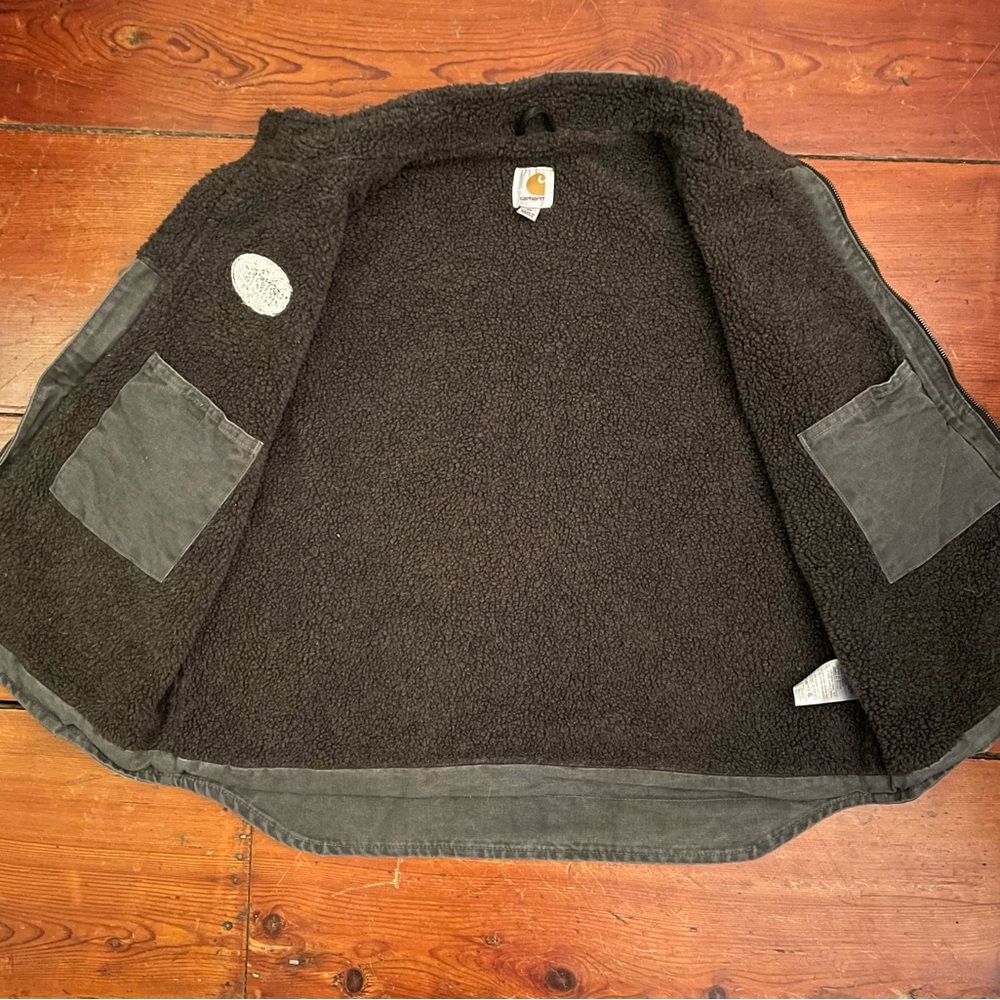 Carhartt XL gray duck vest fleece-lined embroidered - Picture 5 of 9